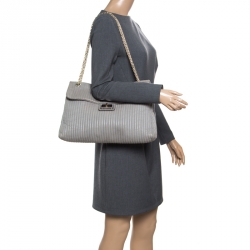 Pre Owned Chanel Grey Quilted Leather Mademoiselle Ligne Shoulder Bag