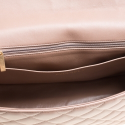 Pre Owned Chanel Taupe Quilted Leather Maxi Classic Single Flap Bag