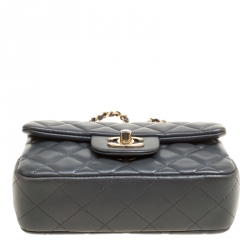 Pre Owned Chanel Grey Quilted Leather Mini Flap Shoulder Bag 