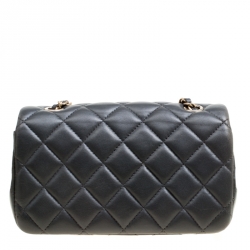 Pre Owned Chanel Grey Quilted Leather Mini Flap Shoulder Bag 