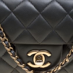 Pre Owned Chanel Grey Quilted Leather Mini Flap Shoulder Bag 