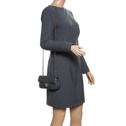 Pre Owned Chanel Grey Quilted Leather Mini Flap Shoulder Bag 