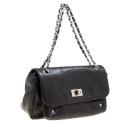 Pre Owned Chanel Black Quilted Caviar Leather Reissue Shoulder Bag