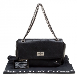 Pre Owned Chanel Black Quilted Caviar Leather Reissue Shoulder Bag