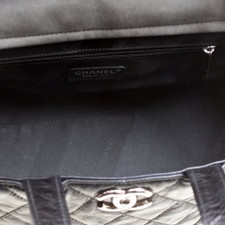 Pre Owned Chanel Black Quilted Glazed Leather Portobello Top Handle Bag