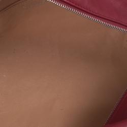 Pre Owned Chanel Maroon Leather Chain Trim Luxe Ligne Bowler Boston Duffle Bag