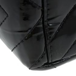 Pre Owned Chanel Black Patent Leather Quilted Jumbo Chevron Flap Bag