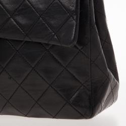 Pre Owned Chanel Black Lambskin Vintage Classic Flap Bag
