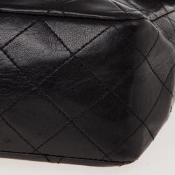 Pre Owned Chanel Black Lambskin Vintage Classic Flap Bag