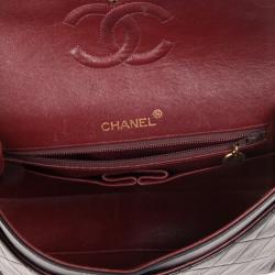 Pre Owned Chanel Black Lambskin Vintage Classic Flap Bag