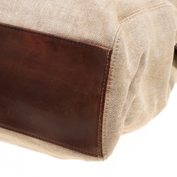 Pre Owned Chanel Beige/Brown Canvas and Leather Vintage CC Tote