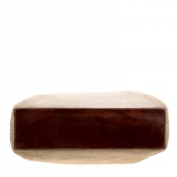 Pre Owned Chanel Beige/Brown Canvas and Leather Vintage CC Tote