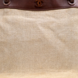 Pre Owned Chanel Beige/Brown Canvas and Leather Vintage CC Tote