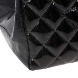 Pre Owned Chanel Black Vintage Patent GST Grand Shopping Tote Bag