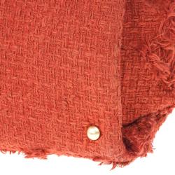 Pre Owned Chanel Orange Tweed Shoulder Tote