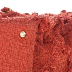 Pre Owned Chanel Orange Tweed Shoulder Tote