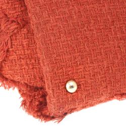 Pre Owned Chanel Orange Tweed Shoulder Tote