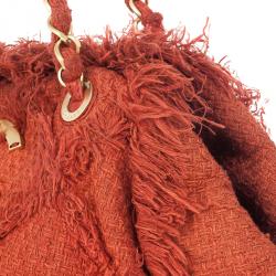 Pre Owned Chanel Orange Tweed Shoulder Tote