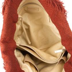 Pre Owned Chanel Orange Tweed Shoulder Tote