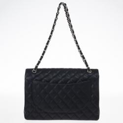 Pre Owned Chanel Black Caviar Maxi Classic Flap Bag