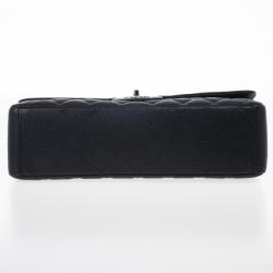 Pre Owned Chanel Black Caviar Maxi Classic Flap Bag