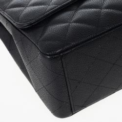 Pre Owned Chanel Black Caviar Maxi Classic Flap Bag