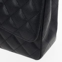 Pre Owned Chanel Black Caviar Maxi Classic Flap Bag