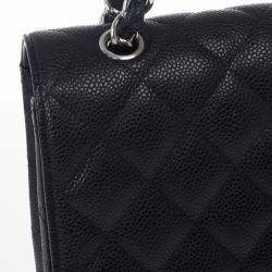 Pre Owned Chanel Black Caviar Maxi Classic Flap Bag
