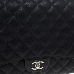 Pre Owned Chanel Black Caviar Maxi Classic Flap Bag