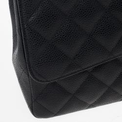 Pre Owned Chanel Black Caviar Maxi Classic Flap Bag