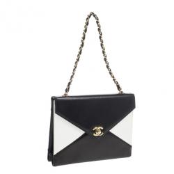 Pre Owned Chanel Black And White Envelope Shoulder Bag 