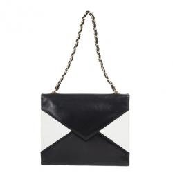 Pre Owned Chanel Black And White Envelope Shoulder Bag 