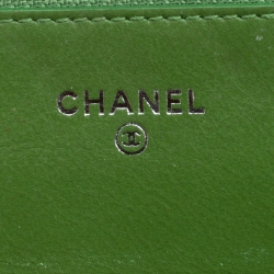 Chanel Green Quilted Leather Wallet On Chain