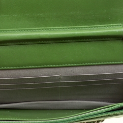 Chanel Green Quilted Leather Wallet On Chain