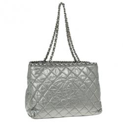Pre Owned Chanel Metallic Leather Chain Me Tote