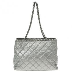 Pre Owned Chanel Metallic Leather Chain Me Tote