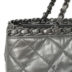 Pre Owned Chanel Metallic Leather Chain Me Tote