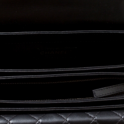 Pre Owned Chanel Black Leather Top Handle Flap Bag