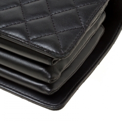 Pre Owned Chanel Black Leather Top Handle Flap Bag