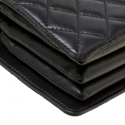 Pre Owned Chanel Black Leather Top Handle Flap Bag