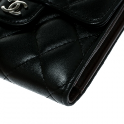 Chanel Black Quilted Leather CC Compact Wallet