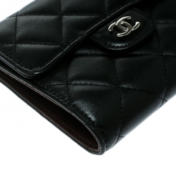 Chanel Black Quilted Leather CC Compact Wallet