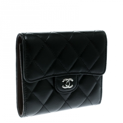 Chanel Black Quilted Leather CC Compact Wallet