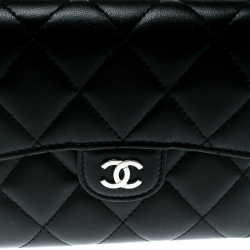 Chanel Black Quilted Leather CC Compact Wallet