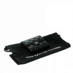 Chanel Black Quilted Leather CC Compact Wallet