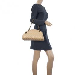 Pre Owned Chanel Beige Lambskin Mademoiselle Chain Tote 