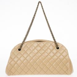 Pre Owned Chanel Beige Lambskin Mademoiselle Chain Tote 