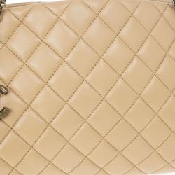 Pre Owned Chanel Beige Lambskin Mademoiselle Chain Tote 