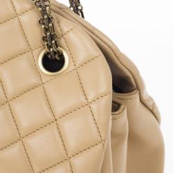 Pre Owned Chanel Beige Lambskin Mademoiselle Chain Tote 