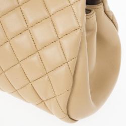 Pre Owned Chanel Beige Lambskin Mademoiselle Chain Tote 